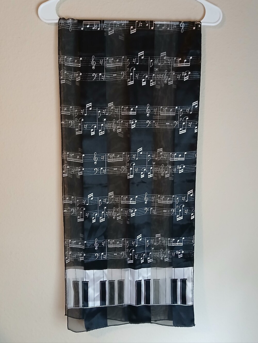 Vintage Sheet Music & Piano Keys Scarf - Black and White